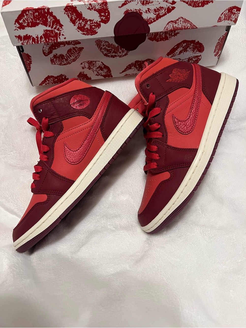 Jordan 1 Mid Women’s Red/Pink High-Top Sneakers- size 7